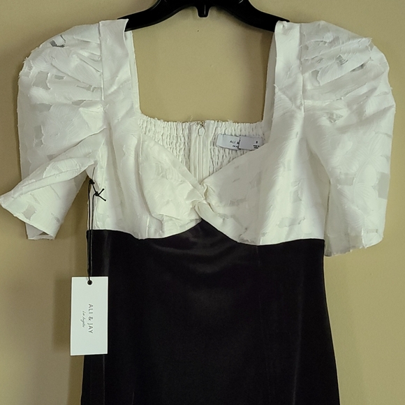 Ali & Jay Puff Sleeve Jacquard Velvet Bodycon Dress S - Picture 12 of 16